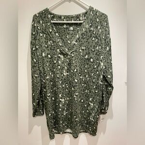 Jenni Green Leopard Print Pajama Top